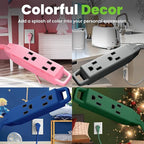 GEARit 360 Rotating Flat Plug Short Extension Cord with 3 Outlets (4ft, Navy) 16AWG/13A 3 Prong Wire, Outlet Saver for Home Office Dorm Room Essentials, ETL Certified