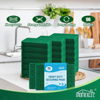 HOMEXCEL Heavy Duty Scouring Pad, 96 Pack Green Scrubbing Pads, Dish Scrubber Reusable for Cleaning, Multipurpose Scrub Pads for Household Kitchen Dishes Pots Pans & Metal Grill
