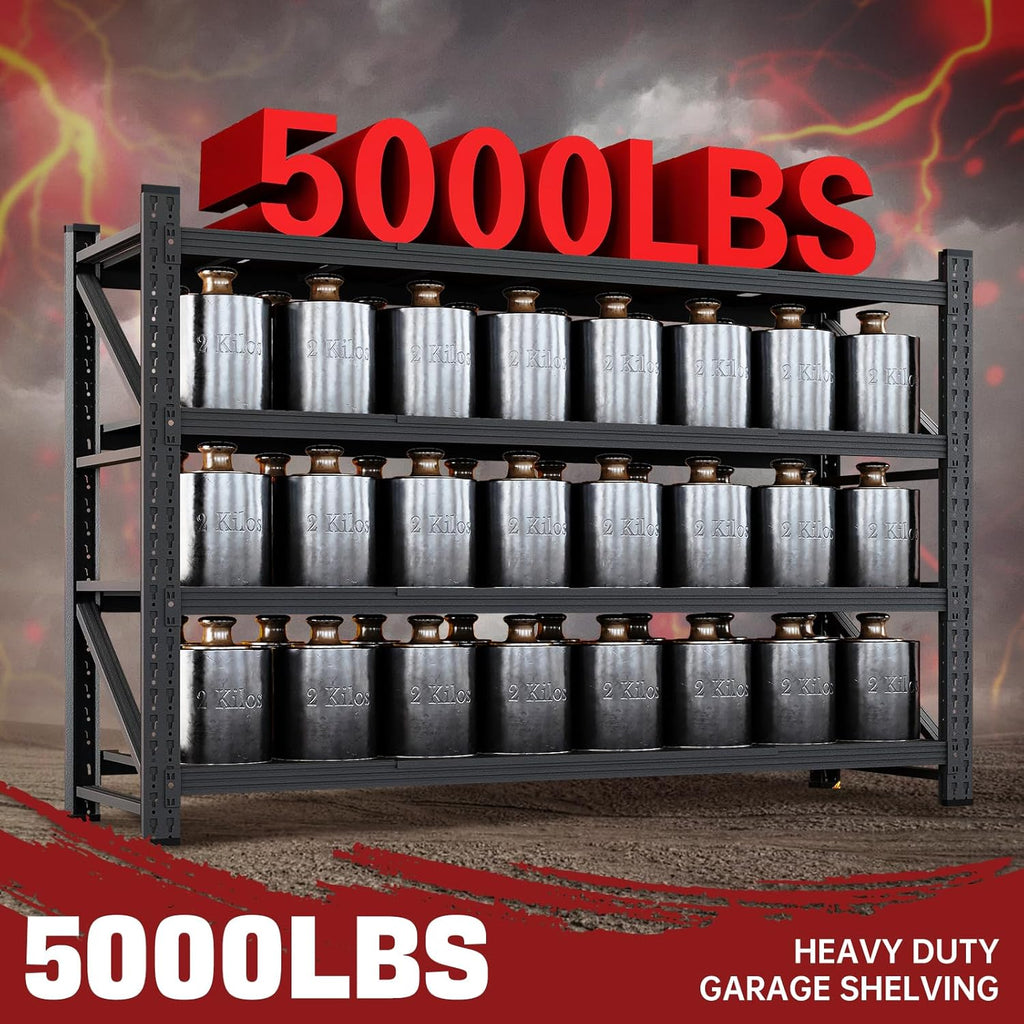 5000LBS Storage Shelves,71" W Garage Shelving Heavy Duty Metal Adjustable Garage Shelves, Shelving Units Industrial Shelving for Warehouse,71" W x 24" D x 69" H,Black