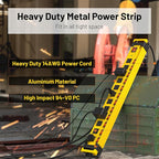 Plug'n 12 Outlet 3300J Surge Protector Power Strip,Individual Switches,9FT/14AWG/15AMP/1875W Power Cord,Heavy Duty Metal Power Strip with Cord Manager,for Workshop,Garage,Shop,2 Packs