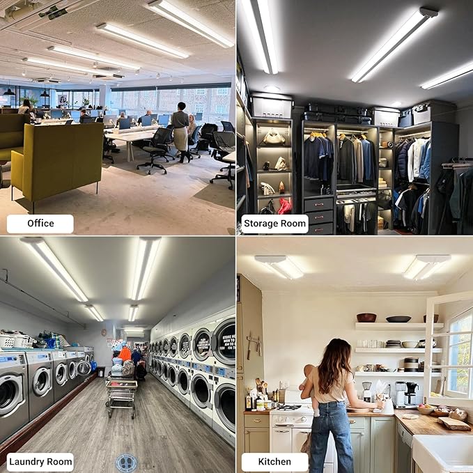 ANTLUX 4FT LED Wraparound Lights, Ultra Slim 4 Foot LED Shop Light, 50W, 5600LM, 5000K, No Glare, Crystal Wrap Around Office Light, 48” Compact Ceiling Lighting Fixture for Garage, Kitchen, 4 Pack