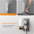 Small Extension Cord 6 inch, TESSAN Thin Flat Plug Power Strip with 4 AC Outlets 3 USB (1 USB C) Ports, Silm Charging Station Desk Organizers for Home Bedroom Hotel Office Desktop Accessories