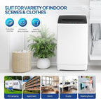 ROVSUN 30LBS Washing Machine, Full-Automatic Portable Washer with Stainless Steel Drum, Electric Laundry Machine, Washer and Spin Dryer Combo with Drain Pump for Home, Apartment, Light Grey