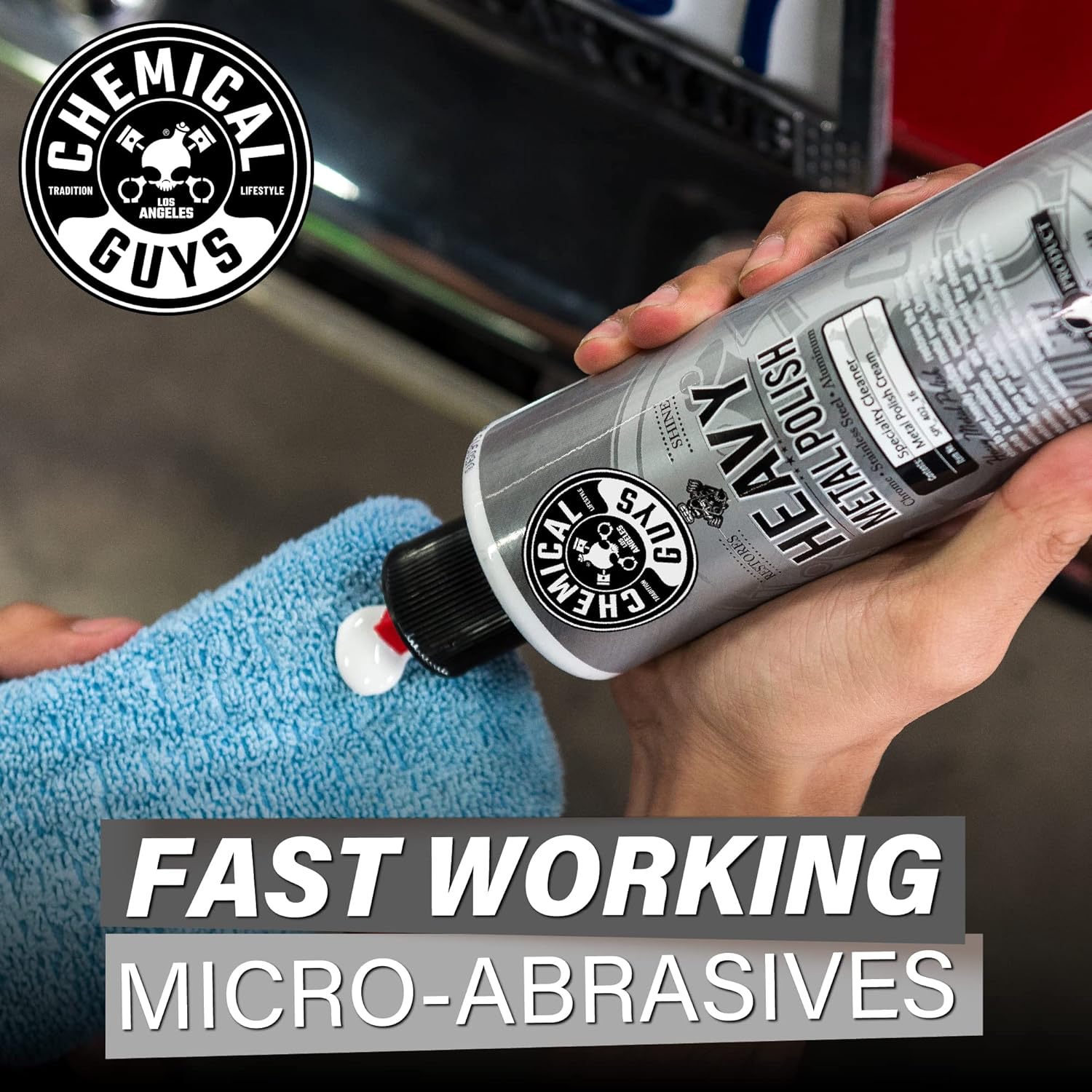 Chemical Guys Heavy Metal Polish Restorer and Protectant - Cleans, Restores, and Protects Chrome, Aluminum, Stainless Steel, and More, Safe for Cars, Trucks, Motorcycles, RVs, and Boats - 16 oz