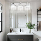 Aipsun Brushed Nickel Vanity Light Bathroom Lighting Fixtures 3 Light Crystal Modern Bathroom Vanity Light (Exclude Bulb)