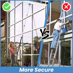 36ft High Ceiling Duster Kits with 5-30ft Heavy Duty Extension Pole - Fan Blade Cleaner, Cobweb Remover & Blue Window Squeegee Kit, Washable Dust Brush for High Roof and Glass Surfaces