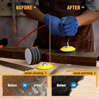 S SATC 3 Inch Hook and Loop Sanding Pad for Sanding Disc with 1/4 Inches Drill Sanding Attachment and Foam Sanding Pads for Polish Wood Metal Glass, 5 Packs