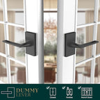 Mega Handles Apex Dummy Door Handles - 2 Pack Heavy Duty Black Door Handle, Non-Turning Door Handle for Hallway, Closet & French Doors, Single Side, Fits All Standard Doors - Matte Black