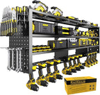 49" W Large Power Tool Organizer Wall Mount, 4 Layer Heavy Duty Metal Tool Storage Rack with 12 Drills Holder, Utility Racks for Garage Workshop, Ideal Garage Organization