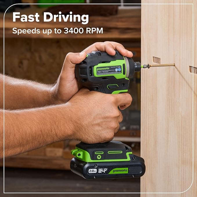 Greenworks 24V Cordless Brushless 6PCs Combo, Drill/Driver+Impact Driver+6.5" Circular Saw+Recip Saw +Oscillating Tool+Flashlight, 2.0Ah+4.0Ah Batteries (24,000mAh Power Bank) and 65W USB-C Charger