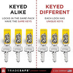 TRADESAFE Lockout Tagout Locks Set - 10 Yellow Aluminum Loto Locks, Keyed Different Lock Out Tag Out Padlocks, 2 Keys Per Lockout Padlock, OSHA Compliant