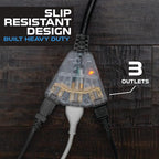 Iron Forge Cable 12 Gauge Extension Cord with Multiple Outlets - Black Heavy Duty Extension Cord 25 ft - 12/3 SJTOW, 3 Prong Lighted Outlet Cords