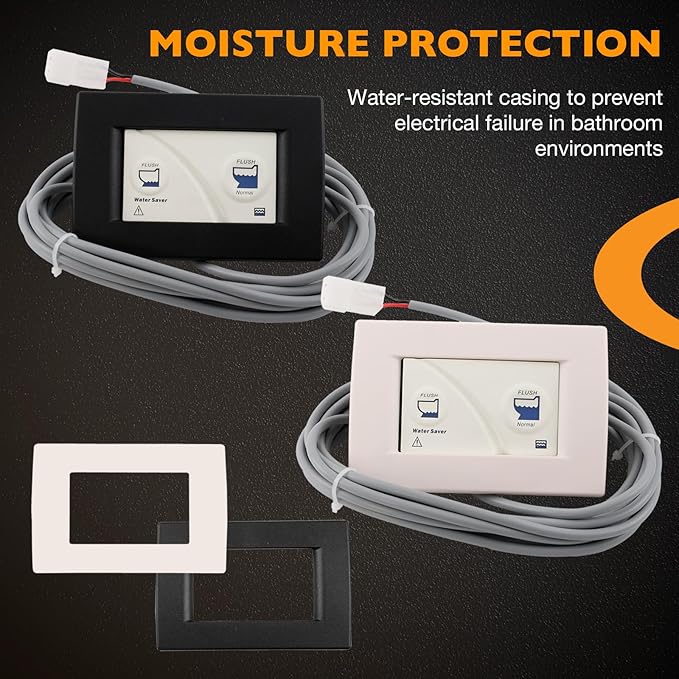 36387 RV Toilet Wall Switch Compatible with Thetford Tecma Silence Plus RV Toilets, with White and Black Cover