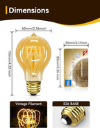 UNILAMP Edison Bulbs 40 Watt, Vintage Light Bulbs, A19 Antique Incandescent Light Bulbs, E26 Dimmable Decorative Light Bulb, Warm White 2700K, 110-130V, 4 Pack