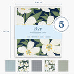 ELYN Swedish Dishcloths, Reusable & Washable Sponge Cloths, Absorbent Cleaning Paper Towels for Kitchen, Dishes, Counters and More, 5 Pack, Assorted Magnolia & Gingham Patterns