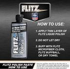 Flitz Multi Purpose Metal Polish Liquid - 3.4oz Bottle of USA-Made Tarnish Remover - For Aluminum, Chrome, Brass, Nickel, Silver - Non-Abrasive Metal Cleaner and Polish, Restorer (1 Pack)