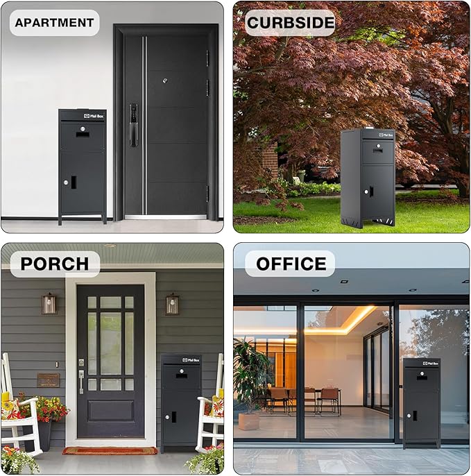 Package Delivery Boxes for Outdoor, Parcel Drop Boxes for Outside with Anti-Theft Design,Parcel Mailbox is Weatherproof, Rustproof,Suitable for Home/Office/Shop Non-installation(15.7*15.7*37.8 in)
