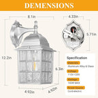 WIHTU Silver Exterior Lighting Fixtures Wall Mount, Dusk to Dawn Outdoor Porch Wall Lights, Sensor Wall Lantern Wall Lamp Set of 2, Waterproof Wall Sconce, Outside Lighting for Garage, Front Door