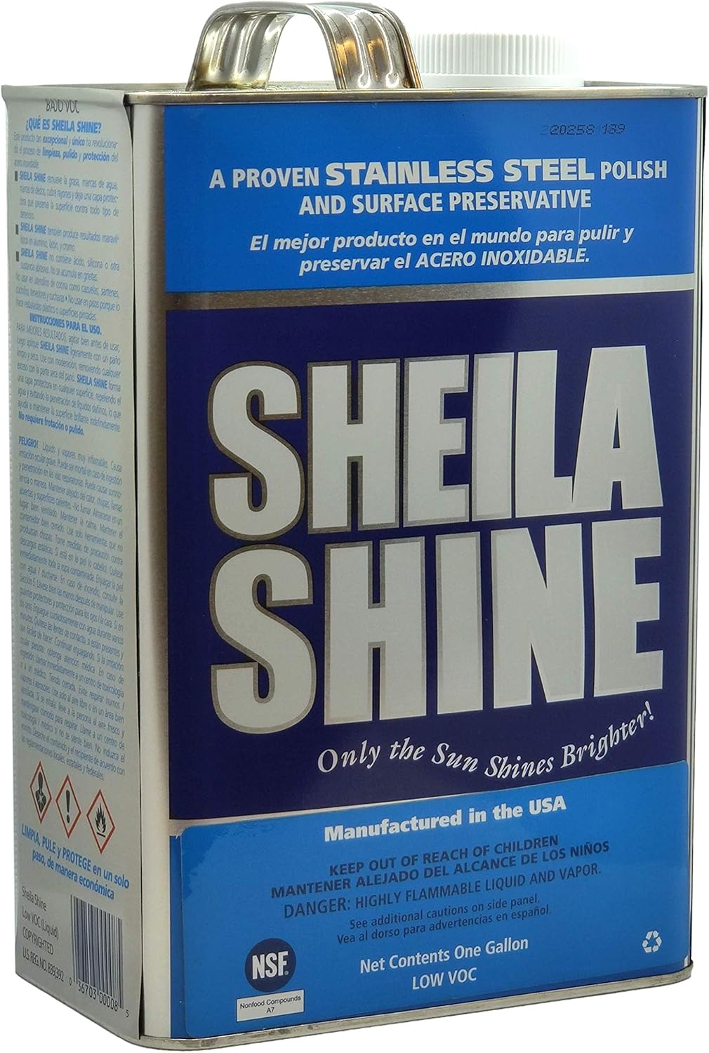 Sheila Shine 1 Gal. Can Low Voc Stainless Steel Cleaner and Polish, Protects Household Kitchen Surfaces, Removes Grease, Fingerprint & Watermarks, Stainless Steel Cleaner for Appliances, Fridge & Oven