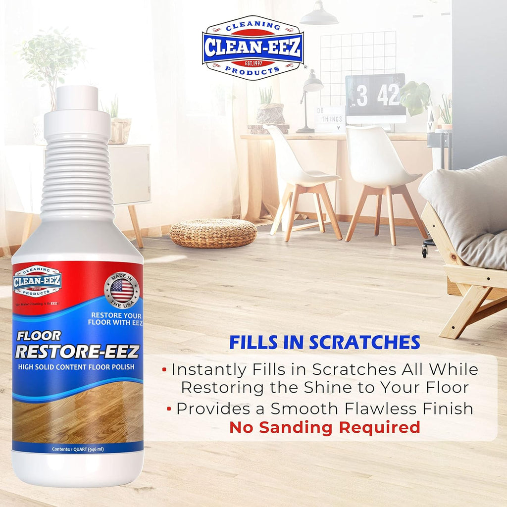 Clean-eez Ultimate Floor Restorer & Polish - Revitalize, Protect, Shine Wood, Laminate, Vinyl, Bamboo, Slate, Terracotta & More (1 Bottle)
