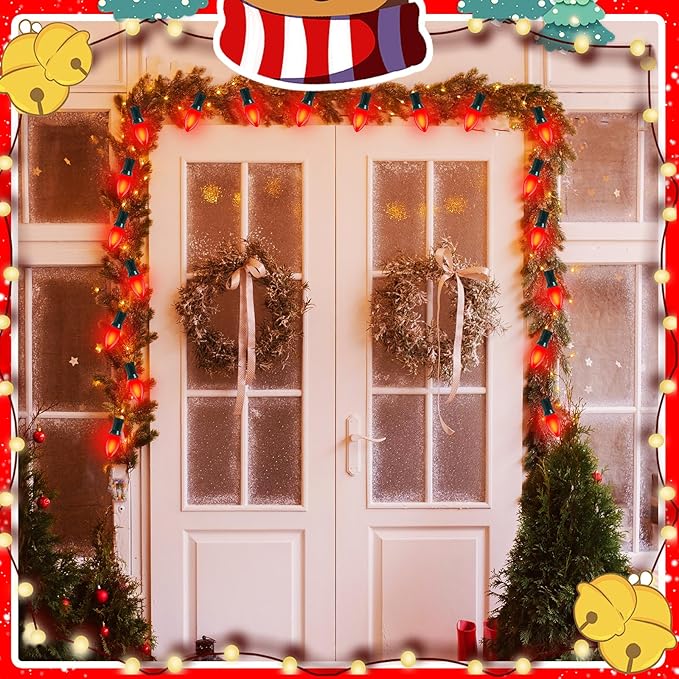 25 Pack C9 Red LED Light Bulb,Vintage Plastic Red C9 Replacement Bulbs Shatterproof C9/E17 Intermediate Base 0.6 Watt Great for Outside Indoor Christmas Valentine Outdoor String Lights