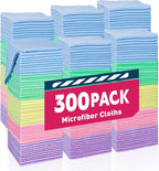 Microfiber Towels Bulk-300 Pack, Cleaning Cloths, Microfiber Towels for Cars, Cleaning Rags 5 Colors Assorted (12x12 inches)