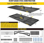 2-Pack 1.64x4ft Adjustable Garage Wall Shelving 560lbs Load Capacity Heavy Duty Wall Mounted Storage Shelf Metal Floating Shelves for Garage(Black)