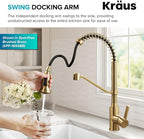KRAUS Britt Commercial Style 2-Function Single Handle Pull Down Kitchen Faucet in Spot-Free Stainless Steel, KPF-1693SFS