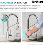 KRAUS Bolden Touchless Sensor Commercial Style 2-Function Single Handle Pull Down Kitchen Faucet in Matte Black, KSF-1610MB