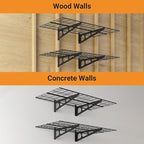 2x4 ft Garage Shelving, 2-Pack Wall-Mounted Shelves for Garage, Kitchen, Pantry Storage, 400 lbs Total Load Capacity Wall Shelving, Black