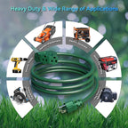 K KASONIC - 10 Ft Extension Cord with 3 Outlets, UL Listed 16/3 SJTW 3-Wire Grounded, 13A 125V 1625W for Indoor/Outdoor Use - Green