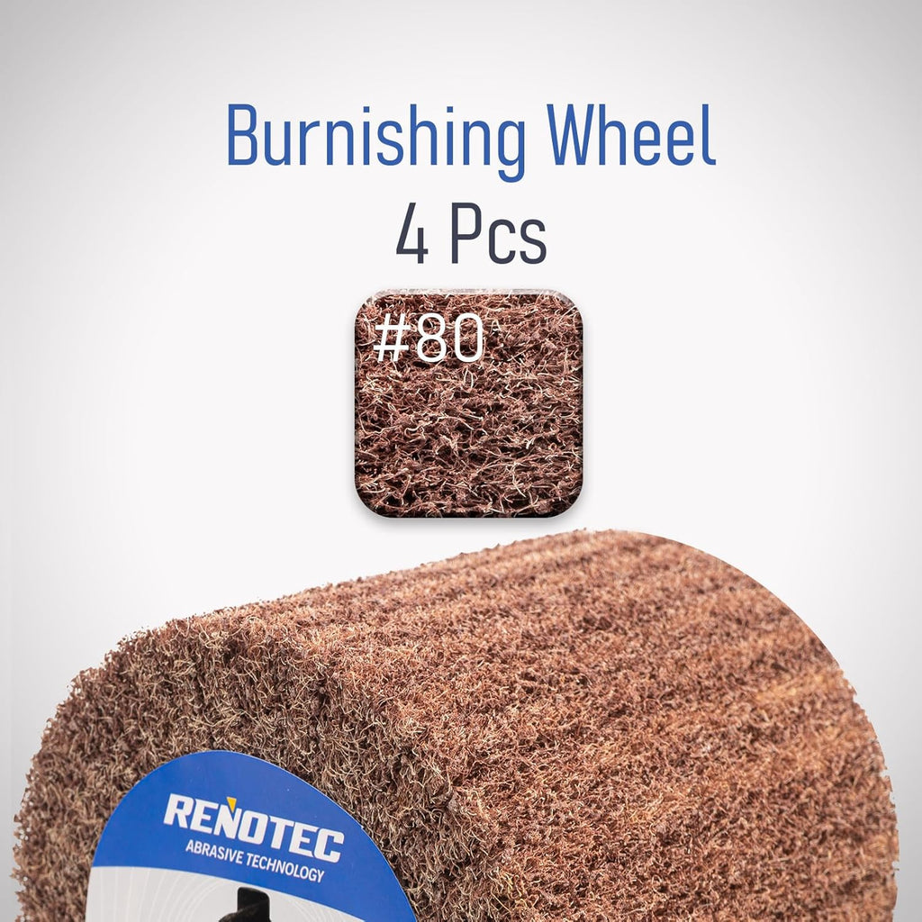 4" Burnishing Wheel 4 Pack, Wire Drawing on Metal, 100x100mm, Coarse Grit 80, Polishing & Satin Finishing