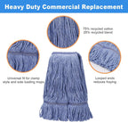 3 Pack Heavy Mop Replace Head,Wet Commercial Industrial Grade Blue Cotton Ring-Shaped Wet Use Mop Replaement Head-Reusable Mop Head Refills,Heavy Duty Industrial Mop Head Replacement