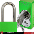 TRADESAFE Lockout Tagout Locks Set - 10 Green Aluminum Loto Locks, Keyed Different Lock Out Tag Out Padlocks, 2 Keys Per Lockout Padlock, OSHA Compliant