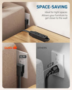 DEWENWILS 3 Outlet Extension Cord with Flat Plug, 1FT 16/3 Awg Grounded Power Cable for Indoor Use, SPT-3 Cord, Black, ETL Listed, 2 Pack