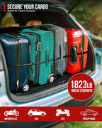 Ratchet Straps (4 PK) 15 Feet (1,823lb Break Strength) Heavy Duty Tie Down Strap with S Hook Black for Packing Motorcycle Truck Cargo