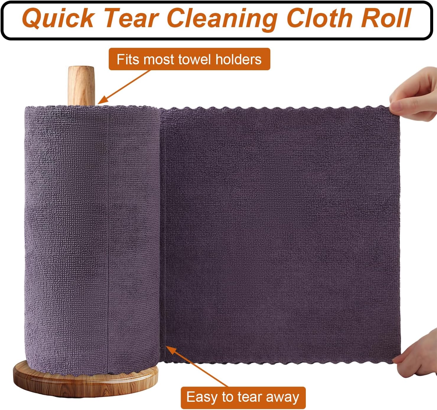 80 Pack Microfiber Cleaning Cloth Roll,Lint Free Rags & Tear Away Reusable Towels Washable Scratch,Ultra Absorbent Dish Rags(12" x 12") for Car Kitchen Home Garage-Dark Purple