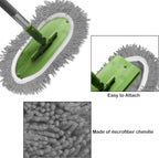 Reusable Microfiber Chenille Mop Pads Compatible with Swiffer Sweeper, Dry Sweeping Cloths & Wet Mopping Cloths, Refills for Hardwood Surface Floor Cleaning, 4 Pack (Grey)