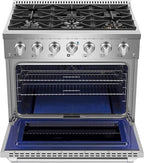Awoco Professional 36” Freestanding 6 Burners Natural Gas Range with 4.5 cu ft. Convection Oven and 2 Racks (36 Inch)