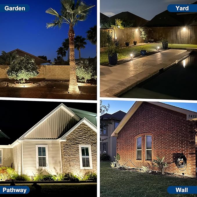 Solar Spot Lights Outdoor,10 Pack/56 LED Outdoor Lights for Yard Waterproof IP68, 4 Lighting Modes Solar Landscape Spotlights, Auto On/Off Solar Powered Flood Lights Garden Pathway,Cool White