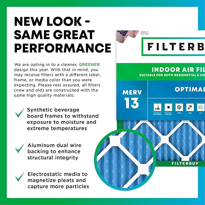 Filterbuy 14x28x1 Air Filter MERV 13 (MPR 1900) Health Defense Replacement (6-Pack), Electrostatic Pleated HVAC AC Furnace Filters, Made in USA (Actual Size: 13.50 x 27.50 x 0.75)
