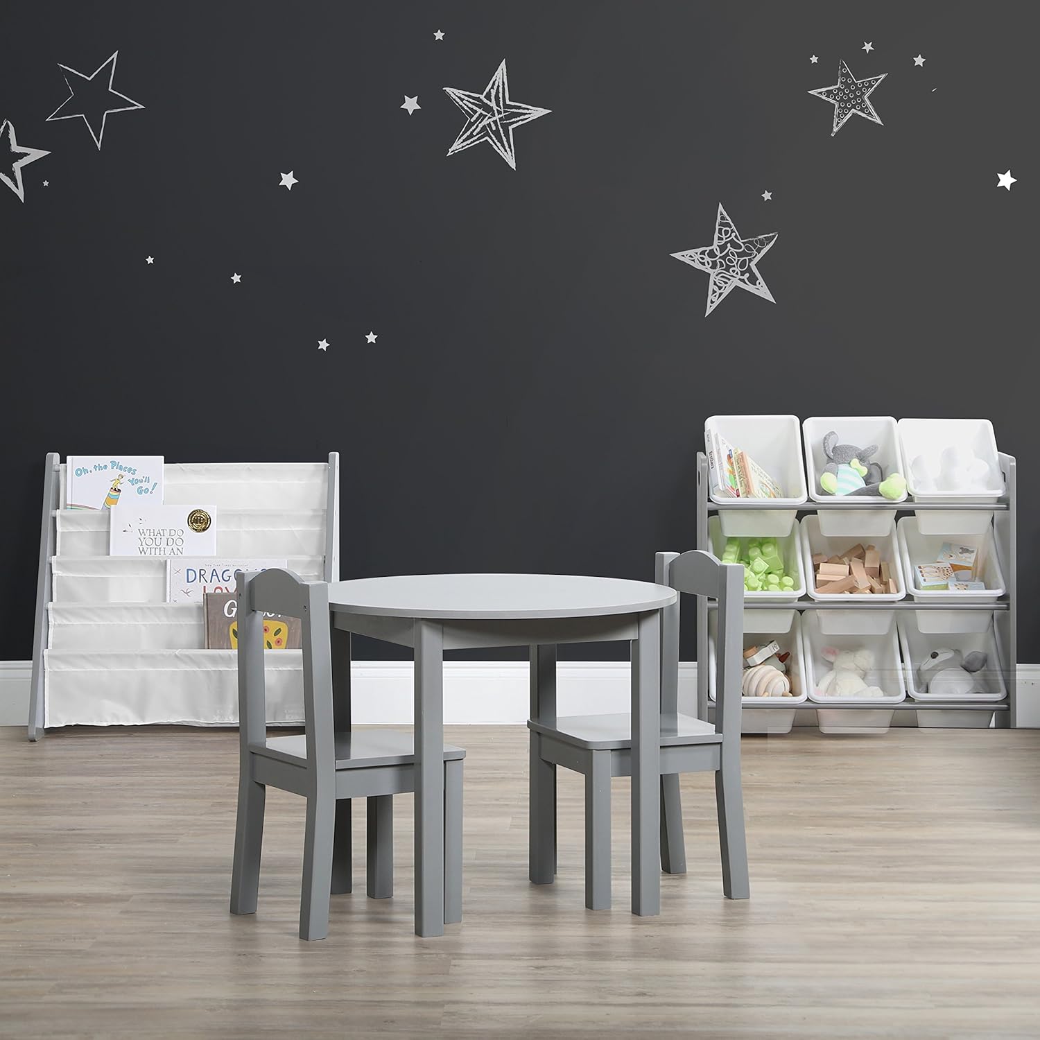 Humble Crew 9-Bin Toy Organizer – Inspire Grey with White Plastic Bins, 3-Tier Storage Solution for Kids' Playrooms and Nurseries