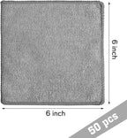 Tanlade Microfiber Cleaning Cloth 6"x6" Cleaning Rags Reasonable Kitchen Towels Microfiber Towels Cars Wash Dry Erase Cloth (Gray,50 Pcs)