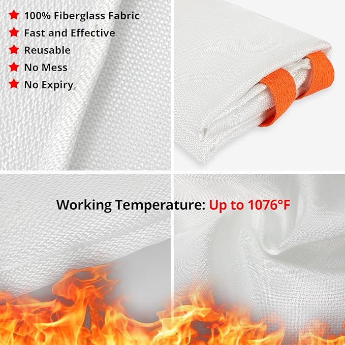 SecuCaptain Emergency Fire Blanket for Home and Kitchen - 4 Pack 40"x40" Flame Suppression Fiberglass Fire Blankets for House Camping Car Office Warehouse Survival Safety
