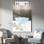 Aipsun Bathroom Vanity Lighting Fixtures Chrome Vanity Light 2 Light Stainless Steel Bathroom Light with Clear Glass Shade(Exclude Bulb)
