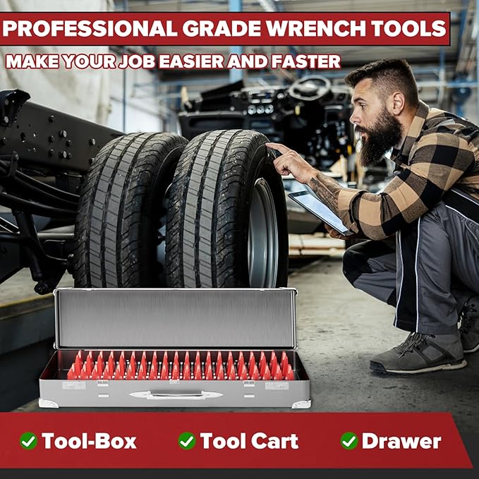 80PCS Modular Wrench Organizer Wrench Holder - Wrench Tool Organizers for Tool Drawer Storage, Wrench Storage Set with Metric & SAE Label, Wrench Rack Tool Gift for Professional Mechanics Men, Red