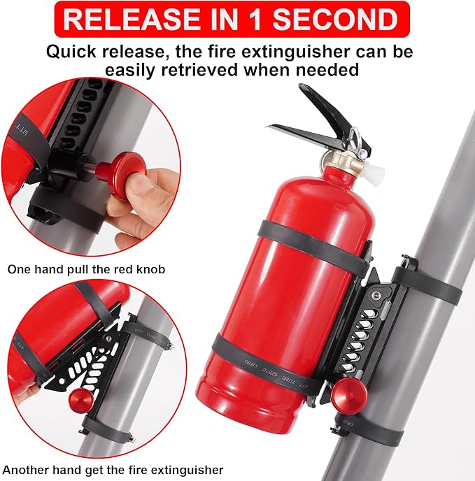 UTV Fire Extinguisher Mount Bracket, Quick Release Fire Extinguisher Mount Holder for Jeep, Offroad Car, UTV Accessories (A)