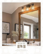 Bathroom Vanity Light Fixture, HWH 3-Light Farmhouse Vanity Lights Over Mirror Bathroom Lighting Fixtures with Clear Striped Glass Shade, Oil-Rubbed Bronze Finish, 5HZG97B-3W ORB