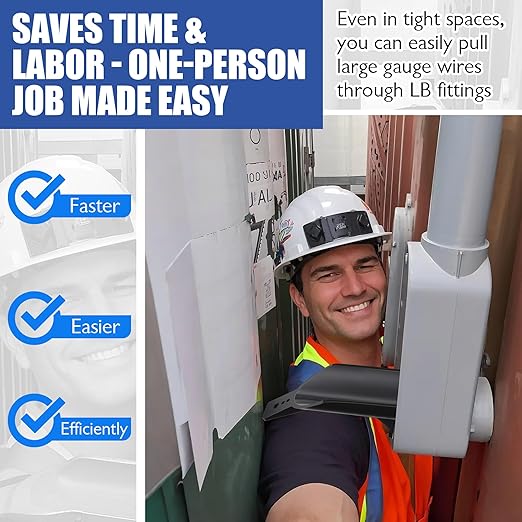 42200 LB Wire Guide for 2" LBs, Upgrade Shoehorn Wire Pulling Guide for Use with PVC & Metal LB Fitting, Bottom Reinforcement, Black