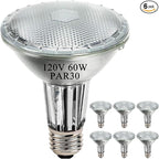 PAR30 Long Neck Halogen Flood Light Bulbs, 120V 60W, Dimmable High Output, E26 Medium Base, 2700K Warm Lighting, 3000 Hours for Recessed Light Bulb, 6 Pack